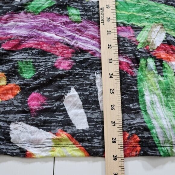 Ali Miles Tunic Womens XL Multicolor Floral LS Roll Up Tab Boho Crinkle Buttons - Picture 8 of 16